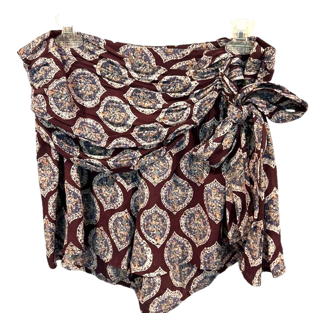 Free People Extreme Faux Wrap Shorts Eggplant Purple Print - Picture 3 of 5